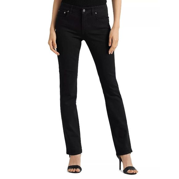 Lauren Ralph Lauren NWT Mid Rise Straight Stretch Jeans Black, Size 12, MP $115 - Picture 1 of 11